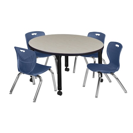 Regency Tables > Height Adjustable > Round Mobile Table & Chair Sets, 42 W, 42 L, 23-34 H, Maple TB42RNDPLAPCBK45NV
